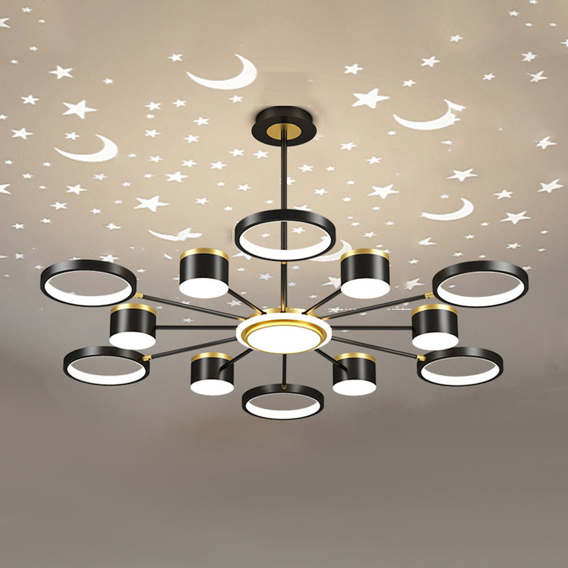 LED Simple Chandelier Lamp Multi Lights Round Shape Hanging Pendant Light for Living Room