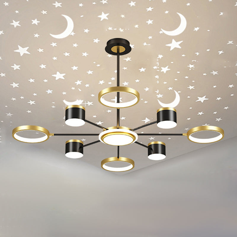 LED Simple Chandelier Lamp Multi Lights Round Shape Hanging Pendant Light for Living Room