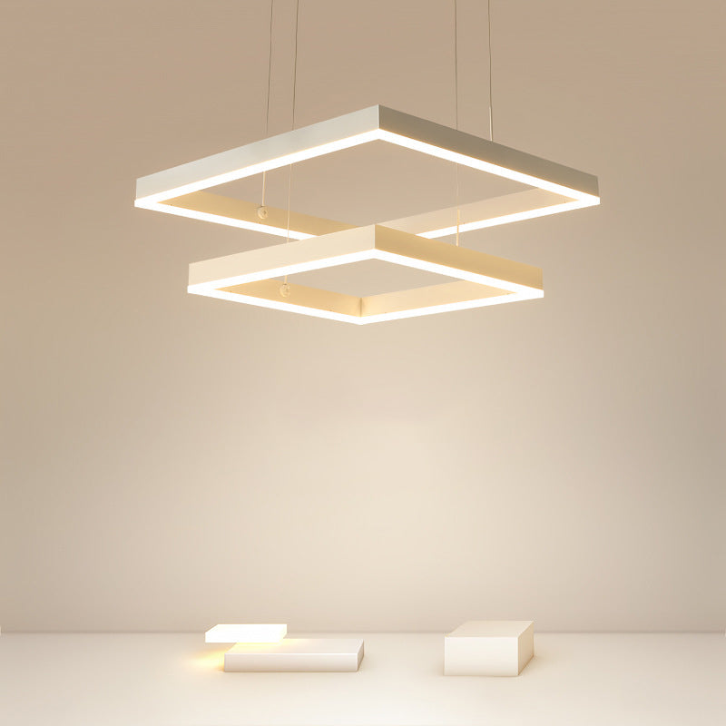 Aluminium weiße Kronleuchter Licht Geometrische LED einfache Kronleuchterlampe für Schlafzimmer
