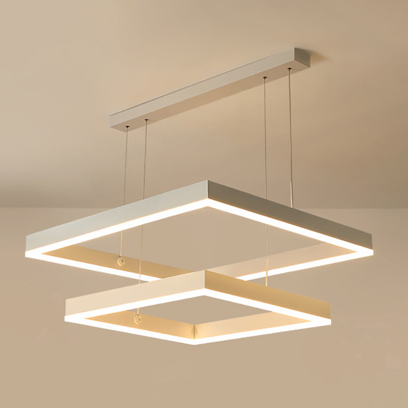Aluminium weiße Kronleuchter Licht Geometrische LED einfache Kronleuchterlampe für Schlafzimmer