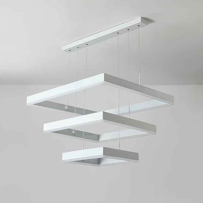 Aluminium weiße Kronleuchter Licht Geometrische LED einfache Kronleuchterlampe für Schlafzimmer