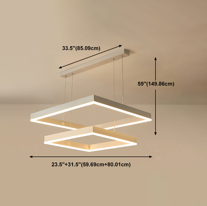 Aluminium weiße Kronleuchter Licht Geometrische LED einfache Kronleuchterlampe für Schlafzimmer