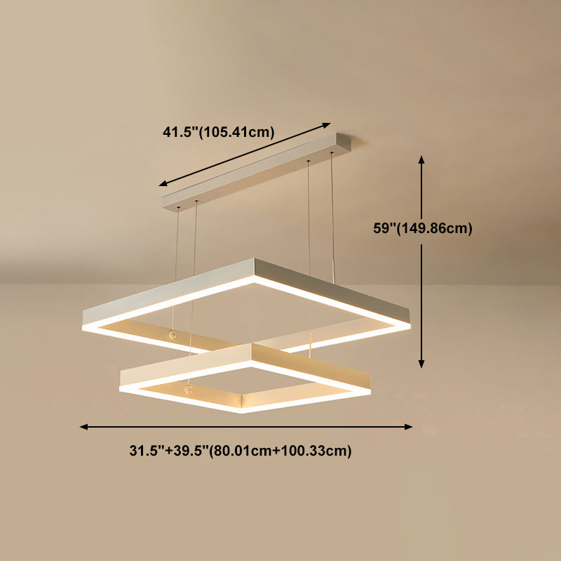 Aluminium weiße Kronleuchter Licht Geometrische LED einfache Kronleuchterlampe für Schlafzimmer