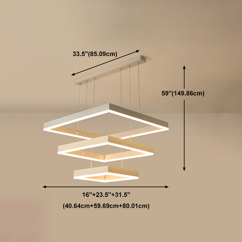 Aluminium weiße Kronleuchter Licht Geometrische LED einfache Kronleuchterlampe für Schlafzimmer
