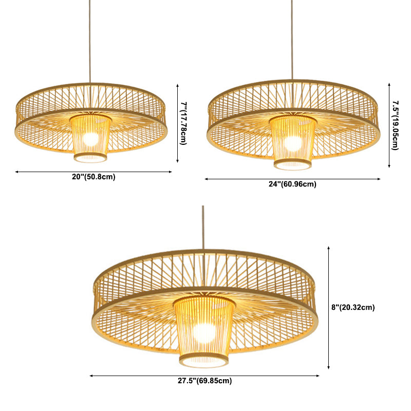 Ligera colgante de sombra única Bambú de estilo moderno 1 Lámpara colgante de luz para la cama