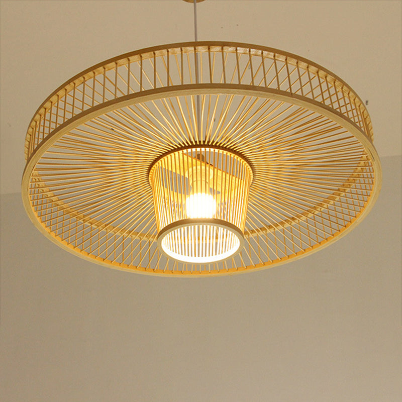 Einzigartige Schattenhänge mit modernem Stil Bambus 1 hängende Lampe für Bett
