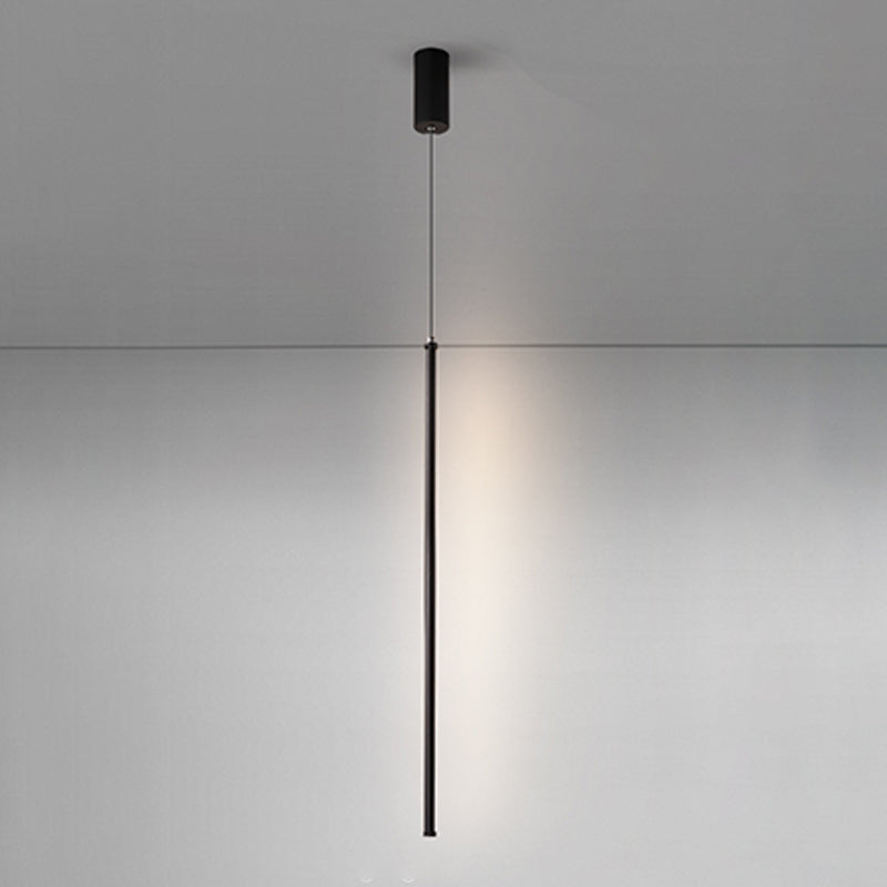1 Luz colgante lineal colgante de estilo moderno de metal iluminación en negro para dormitorio
