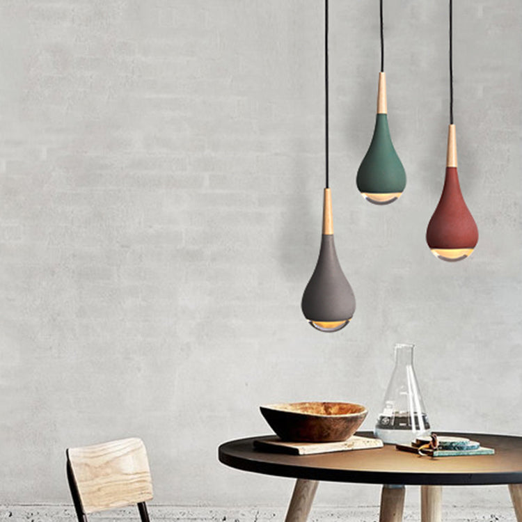 Moderner Stil Teardrop Schatten hängende leichte Zement 1 hängende Lampe für das Restaurant