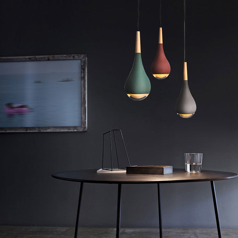 Moderner Stil Teardrop Schatten hängende leichte Zement 1 hängende Lampe für das Restaurant