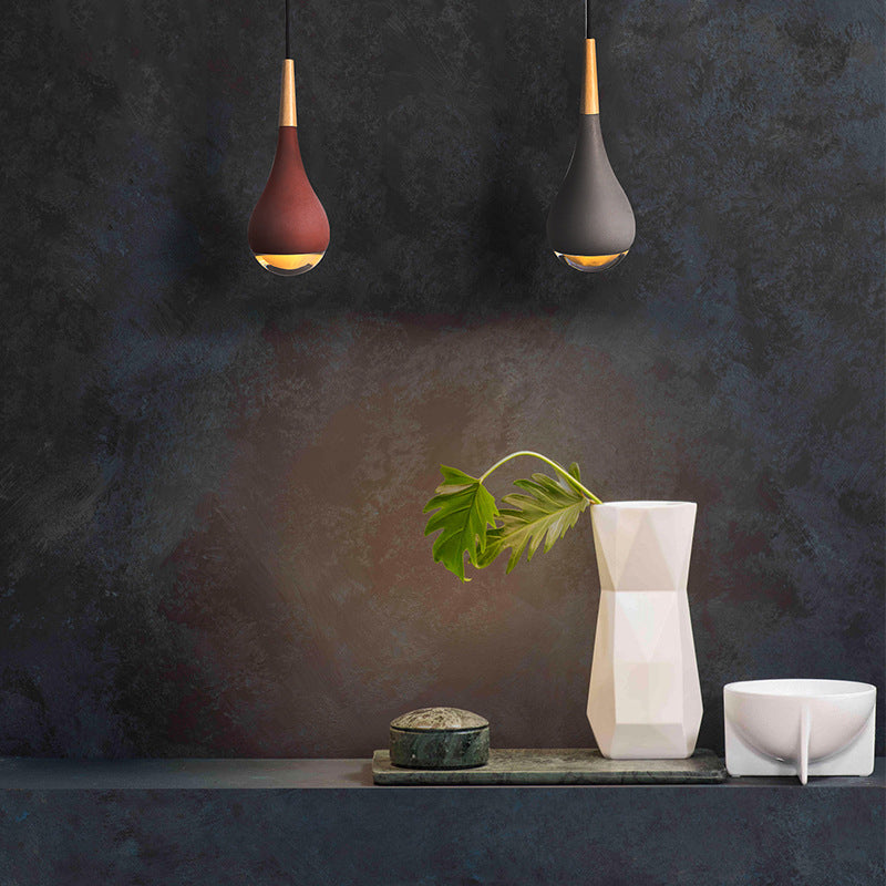 Moderner Stil Teardrop Schatten hängende leichte Zement 1 hängende Lampe für das Restaurant