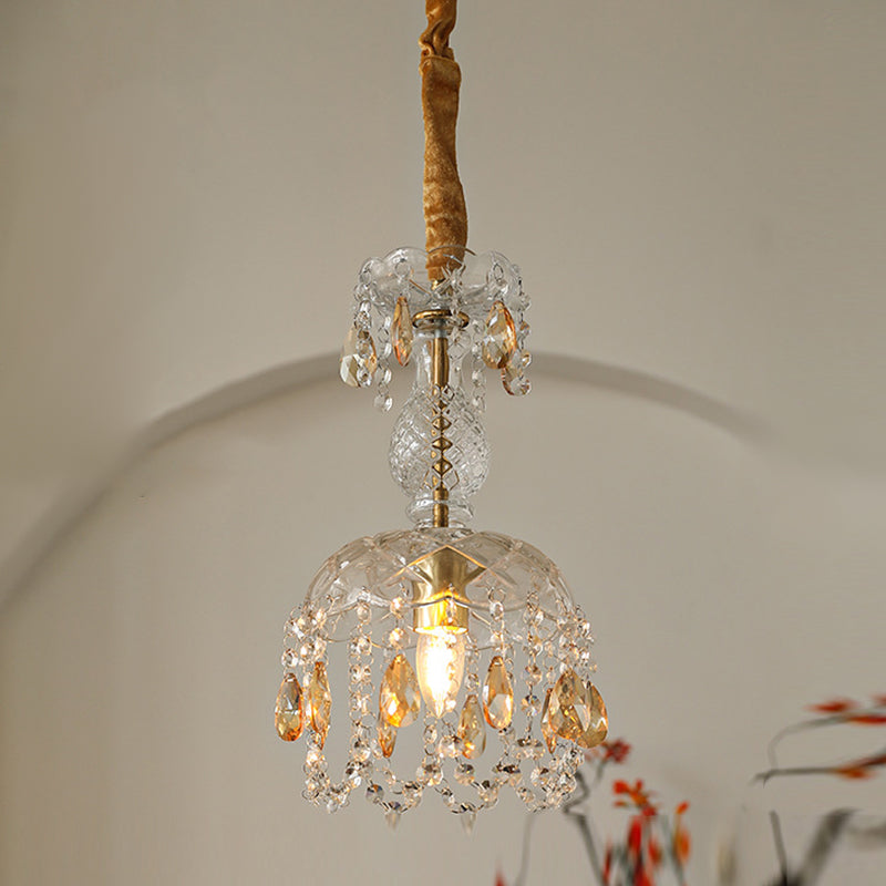 Moderner Stil einzigartiger Schatten hängend hängendes Glas 1 hängende Lampe mit Kristall