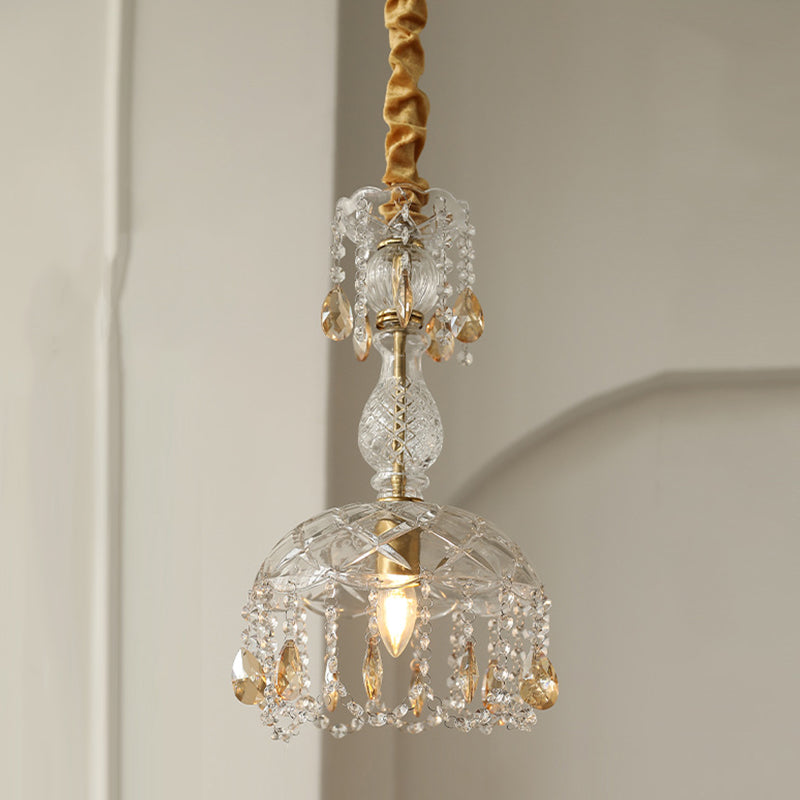 Moderner Stil einzigartiger Schatten hängend hängendes Glas 1 hängende Lampe mit Kristall