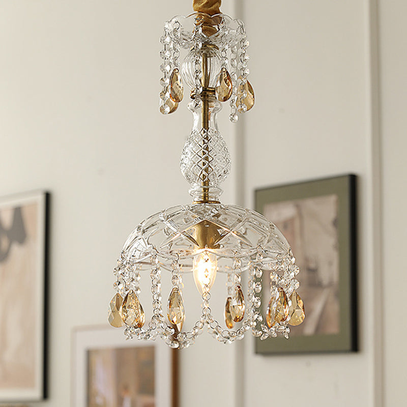Moderner Stil einzigartiger Schatten hängend hängendes Glas 1 hängende Lampe mit Kristall
