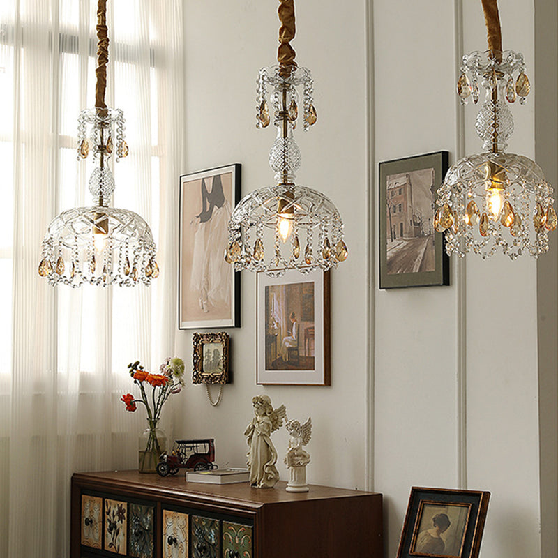Moderner Stil einzigartiger Schatten hängend hängendes Glas 1 hängende Lampe mit Kristall