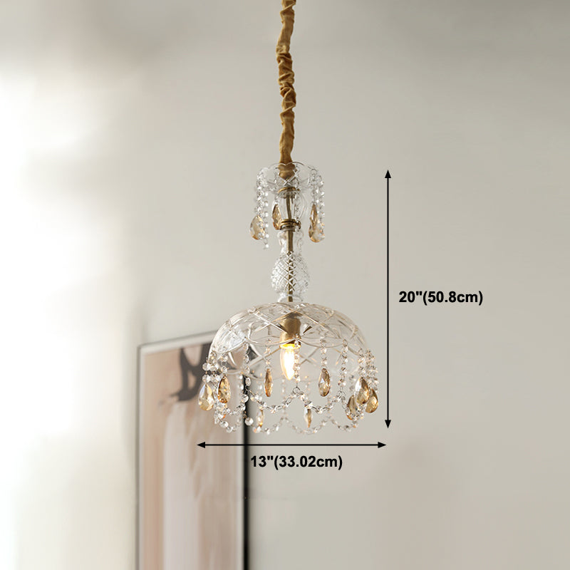 Moderner Stil einzigartiger Schatten hängend hängendes Glas 1 hängende Lampe mit Kristall