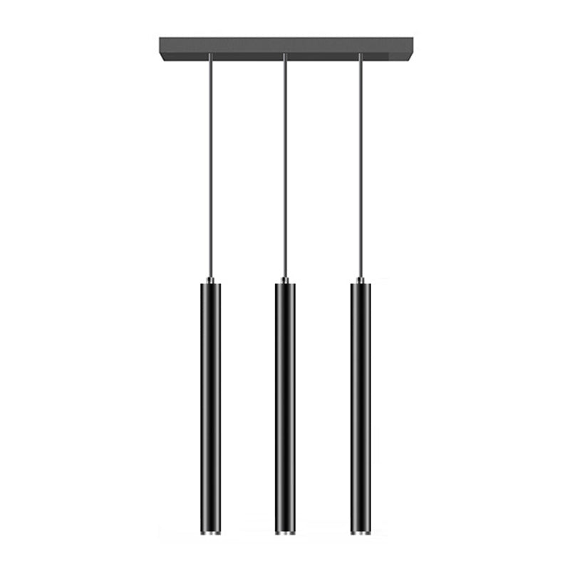 Zylinderform Pendelleuchten zeitgenössischer Stil Metallhängelampen in Schwarz