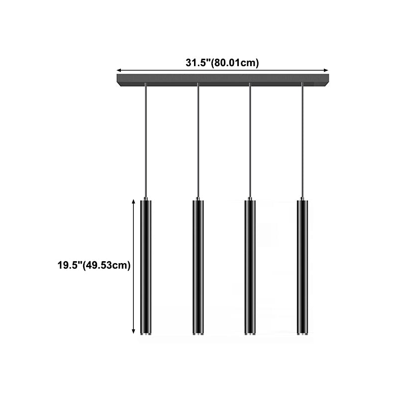 Zylinderform Pendelleuchten zeitgenössischer Stil Metallhängelampen in Schwarz