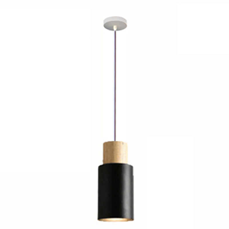 Lámpara colgante de 1 luz de estilo colgante de estilo macarrón con madera para dormitorio