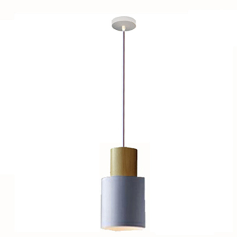Lámpara colgante de 1 luz de estilo colgante de estilo macarrón con madera para dormitorio