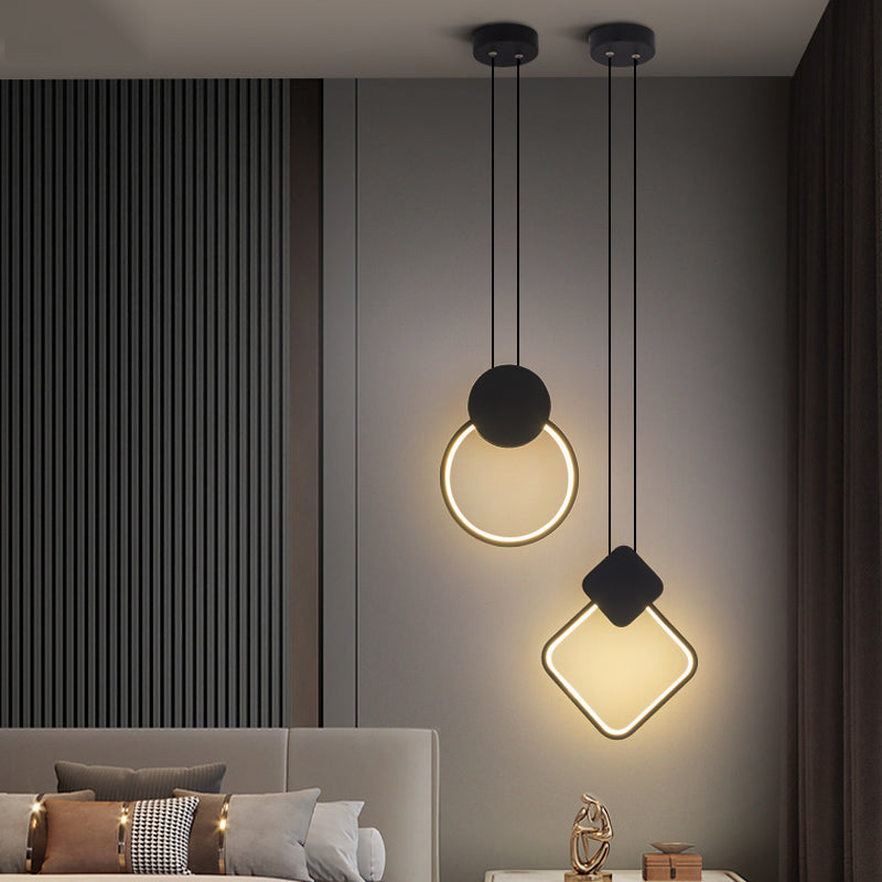 Forma de geometría de luz colgante de metal contemporáneo 1 accesorio de iluminación colgante de luz en negro