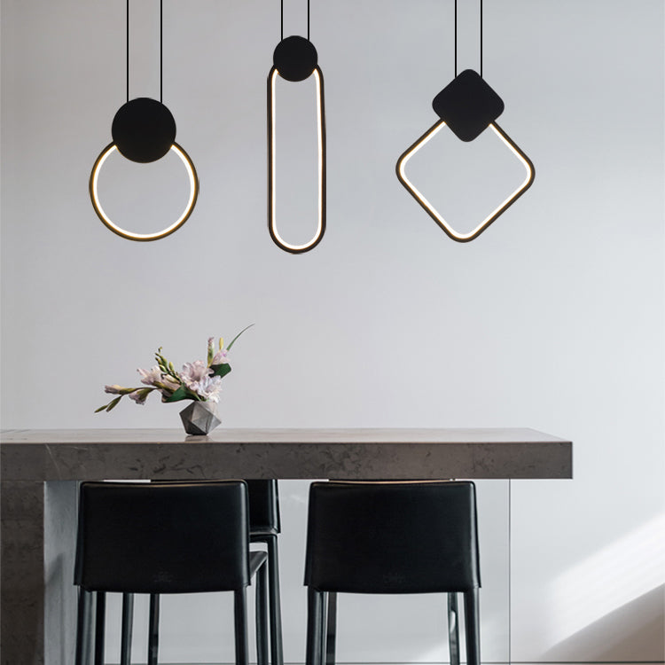 Geometrieform Pendelleuchte zeitgenössische Metall 1 Licht Anhänger Beleuchtung in Schwarz