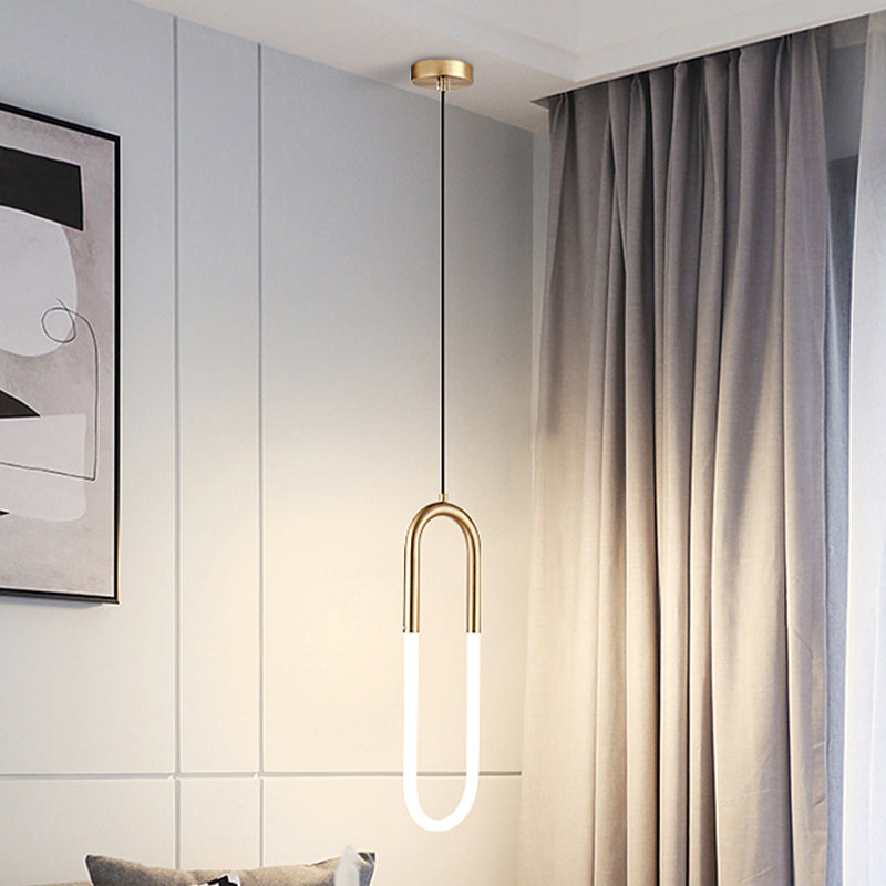 Zeitgenössischer Stil linearer Form Pendelleuchte Light Metal Einer Lichthängelampe in Gold