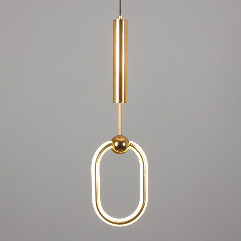 Zeitgenössischer Stil linearer Form Pendelleuchte Light Metal Einer Lichthängelampe in Gold