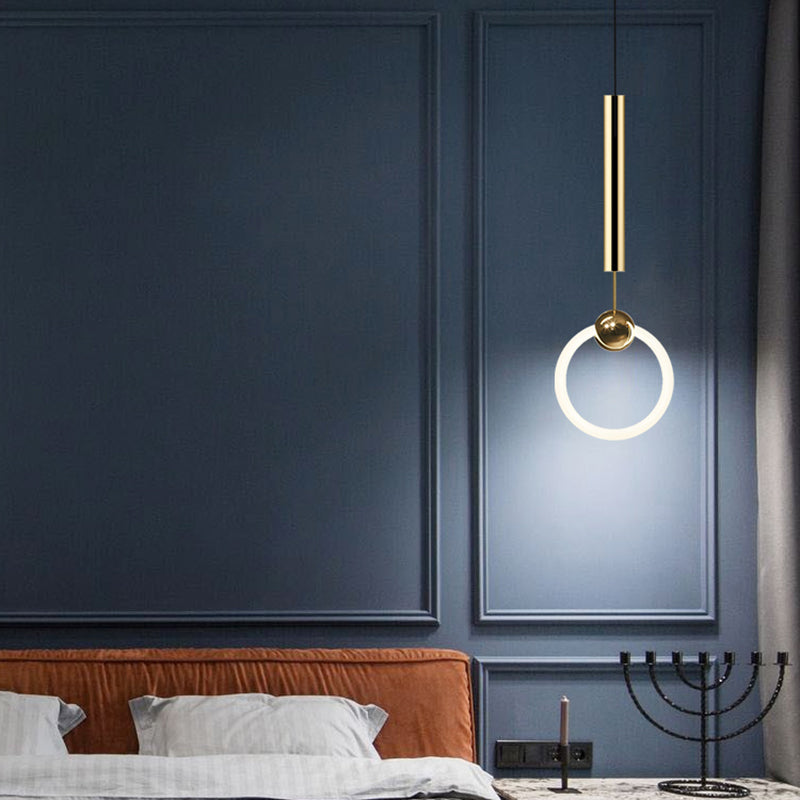 Zeitgenössischer Stil linearer Form Pendelleuchte Light Metal Einer Lichthängelampe in Gold