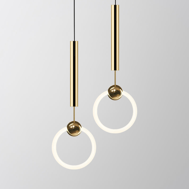 Zeitgenössischer Stil linearer Form Pendelleuchte Light Metal Einer Lichthängelampe in Gold