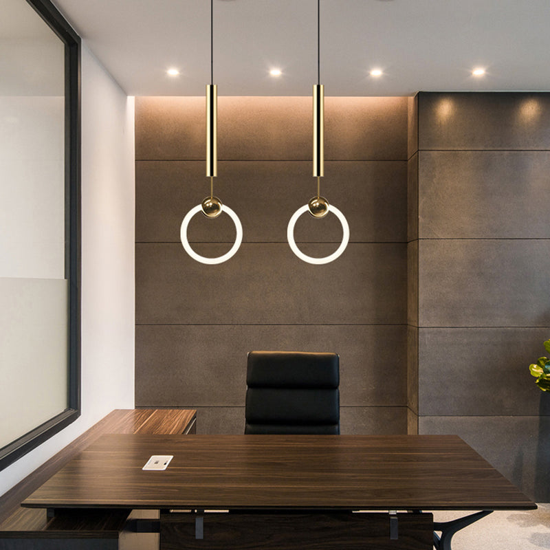 Zeitgenössischer Stil linearer Form Pendelleuchte Light Metal Einer Lichthängelampe in Gold