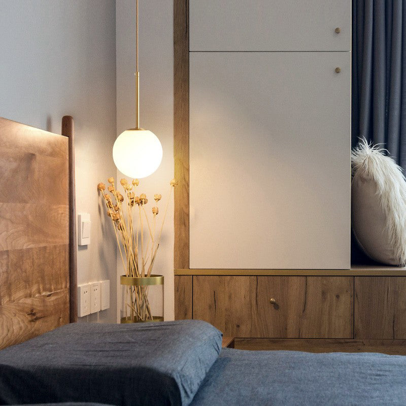 Moderner Stil Kugelform Pendelleuchte Glas 1 Licht Anhängerlampe für Wohnzimmer