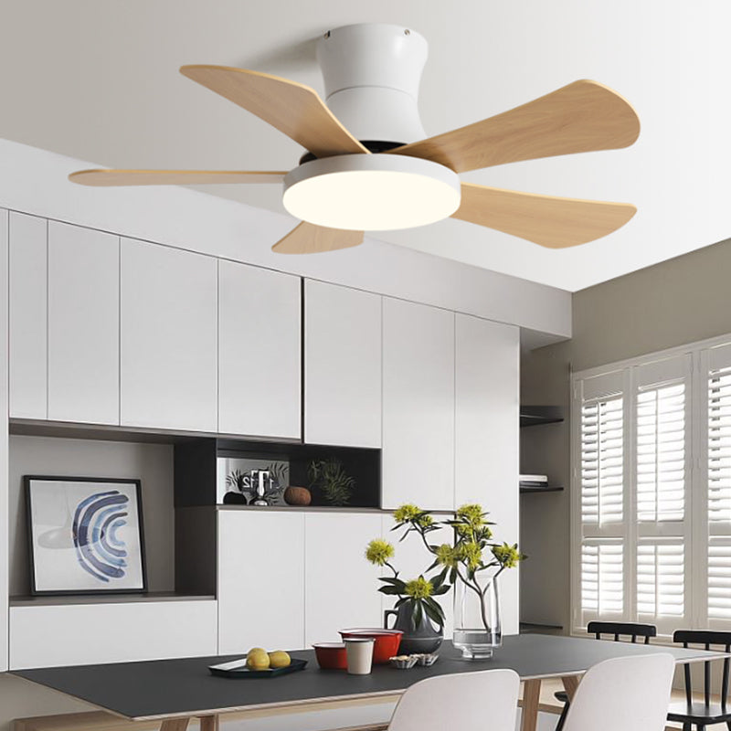 Ventilador de techo de estilo moderno Metal 1 Luz de ventilador de techo con madera para dormitorio