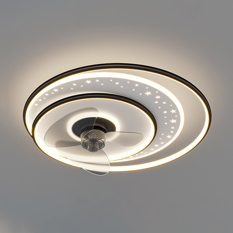 Élégant plafond moderne lampe à fans de la lampe métallique LED Semi Flush Mount Light Light