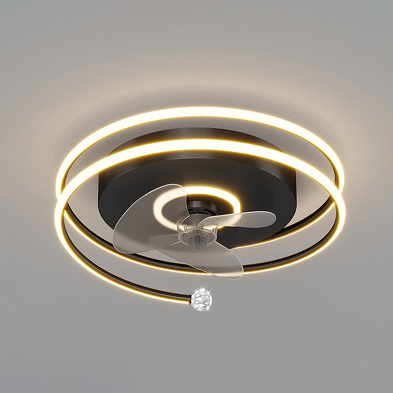 Élégant plafond moderne lampe à fans de la lampe métallique LED Semi Flush Mount Light Light