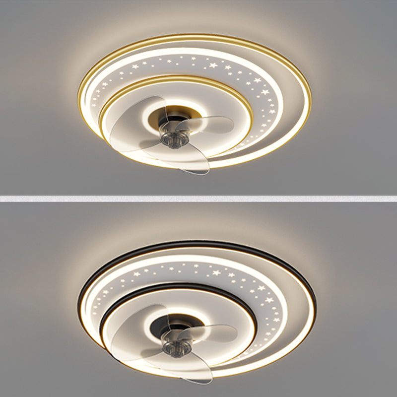 Élégant plafond moderne lampe à fans de la lampe métallique LED Semi Flush Mount Light Light