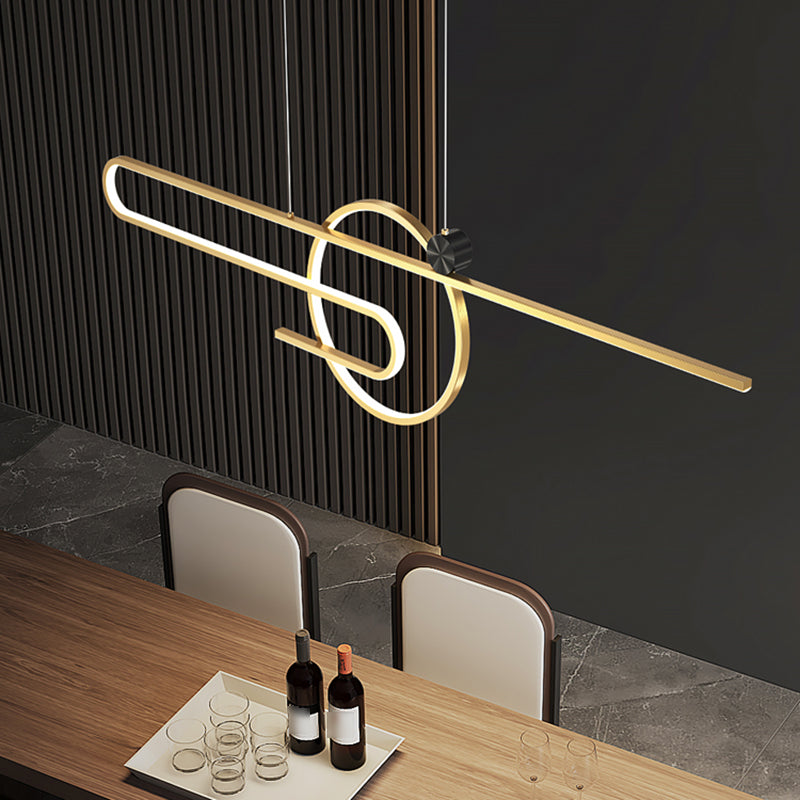 Zeitgenössischer Stil linearer Form Island Beleuchtung Ideen Metal 2 Light Island Leuchten