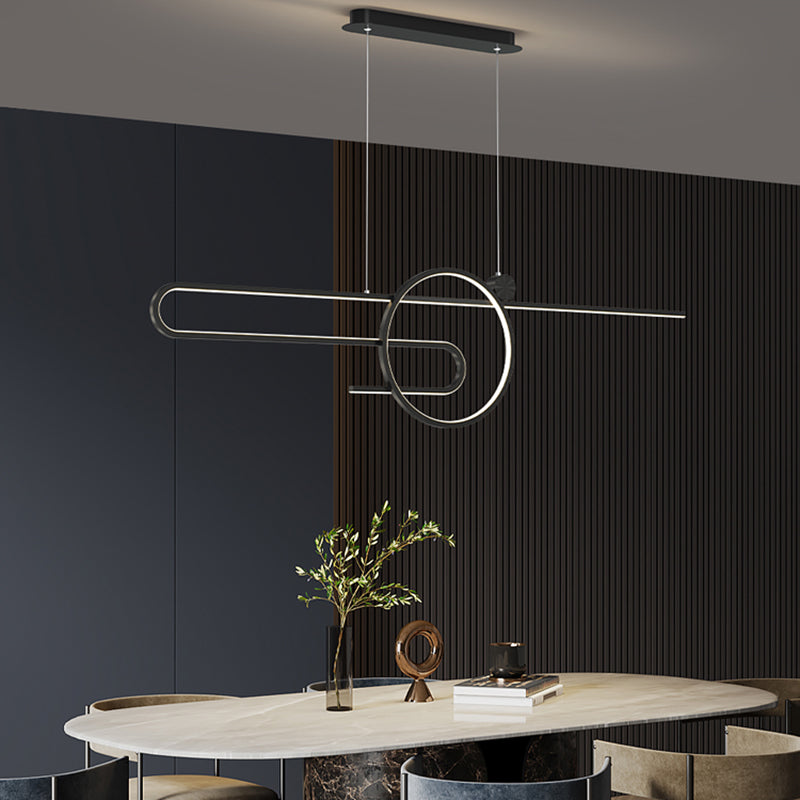 Zeitgenössischer Stil linearer Form Island Beleuchtung Ideen Metal 2 Light Island Leuchten