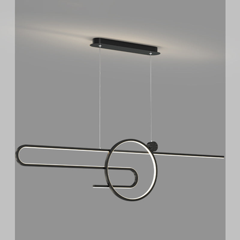 Zeitgenössischer Stil linearer Form Island Beleuchtung Ideen Metal 2 Light Island Leuchten