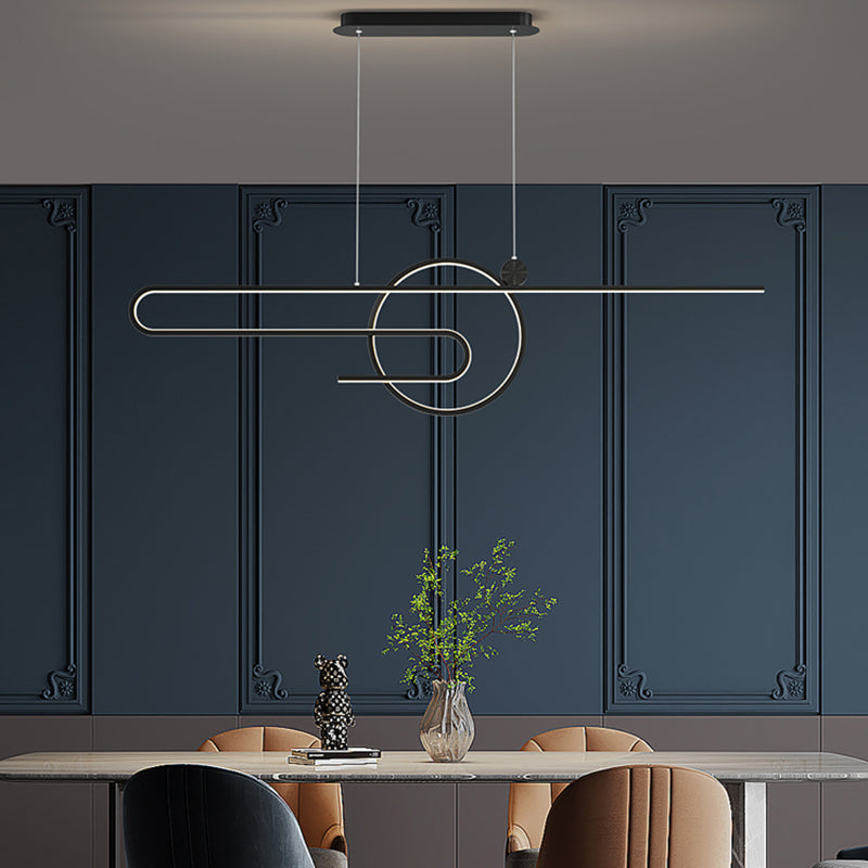 Zeitgenössischer Stil linearer Form Island Beleuchtung Ideen Metal 2 Light Island Leuchten