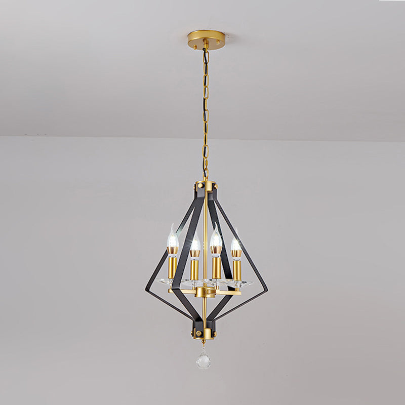 Lampadario geometrico in metallo industriale a 4 luci ciondolo lampadario per sala da pranzo
