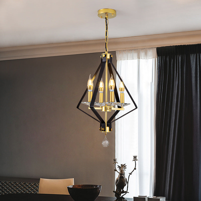 Geometric Chandelier Industrial Metal 4 Lights Chandelier Pendant for Dining Room