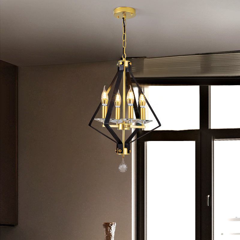 Lampadario geometrico in metallo industriale a 4 luci ciondolo lampadario per sala da pranzo