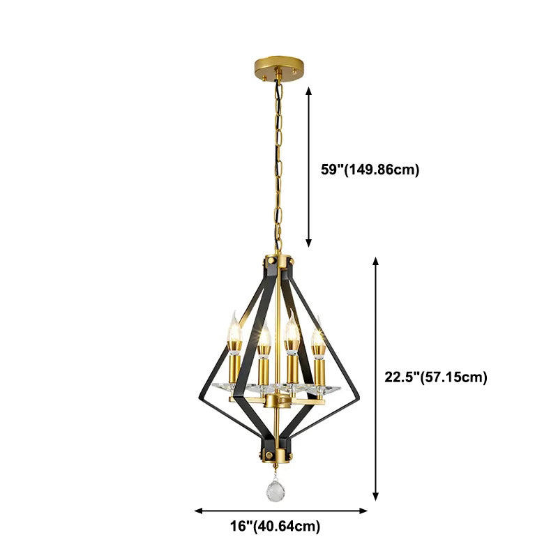 Araña geométrica metal industrial 4 luces de lámpara colgante para comedor
