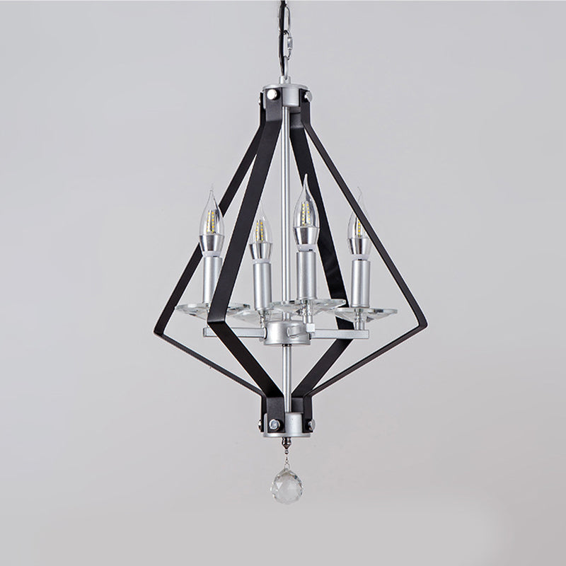 Araña geométrica metal industrial 4 luces de lámpara colgante para comedor