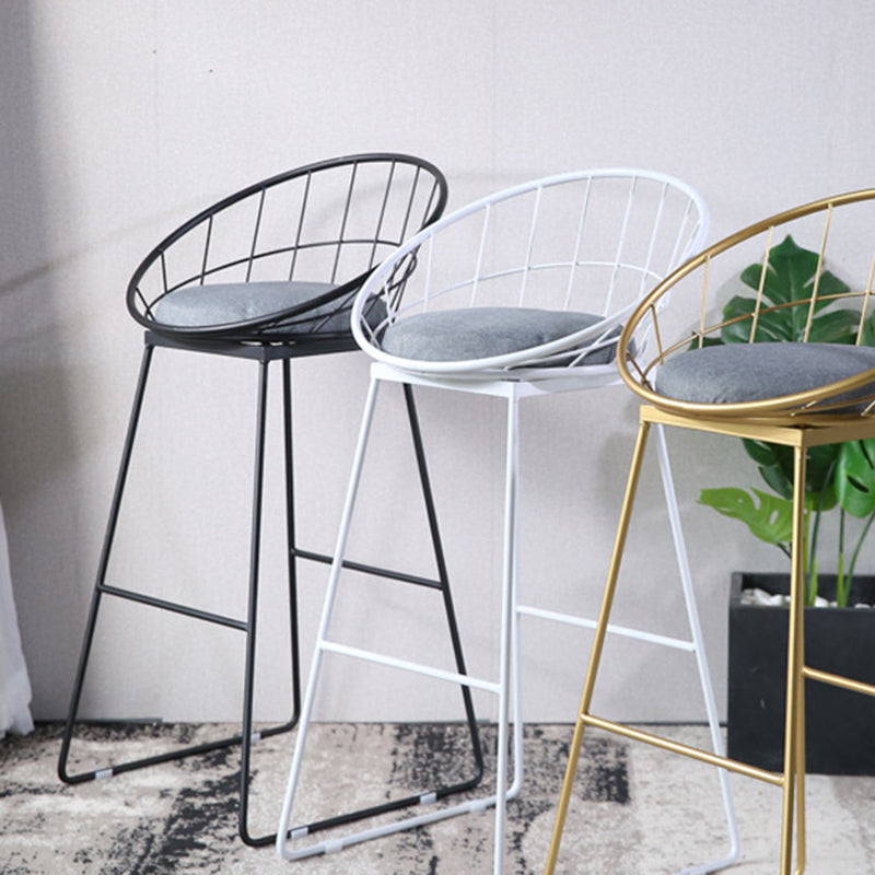 Scandinavian Upholstered Counter Chairs Bucket Barstools with Metal Legs for Home