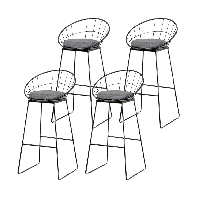 Scandinavian Upholstered Counter Chairs Bucket Barstools with Metal Legs for Home