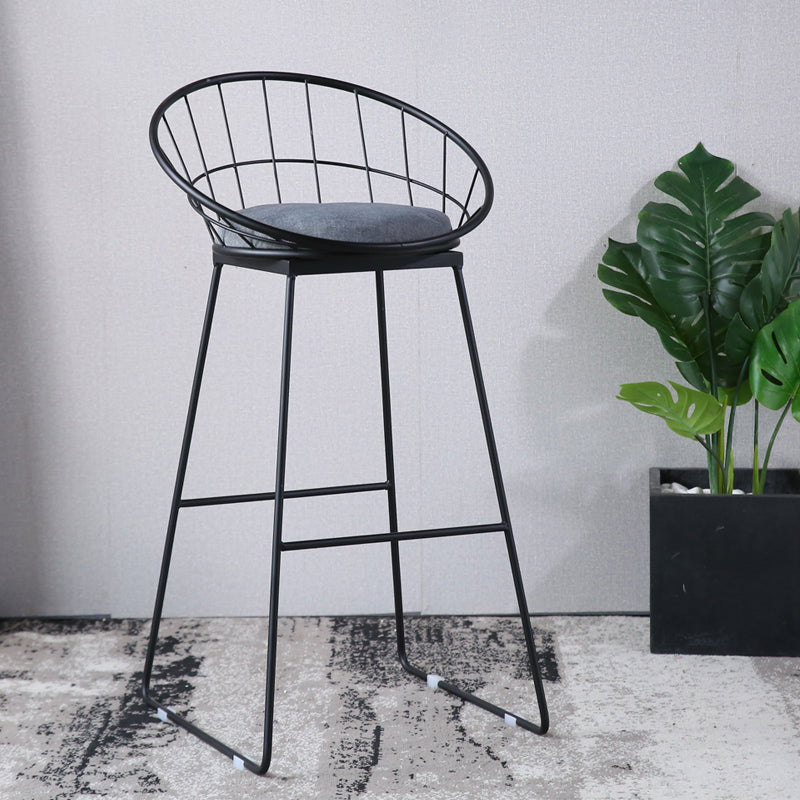 Scandinavian Upholstered Counter Chairs Bucket Barstools with Metal Legs for Home
