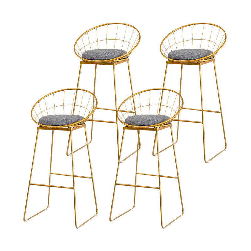 Scandinavian Upholstered Counter Chairs Bucket Barstools with Metal Legs for Home