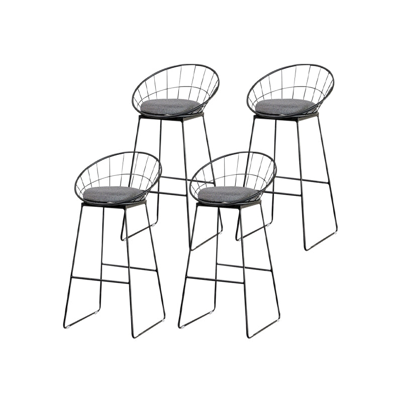Scandinavian Upholstered Counter Chairs Bucket Barstools with Metal Legs for Home