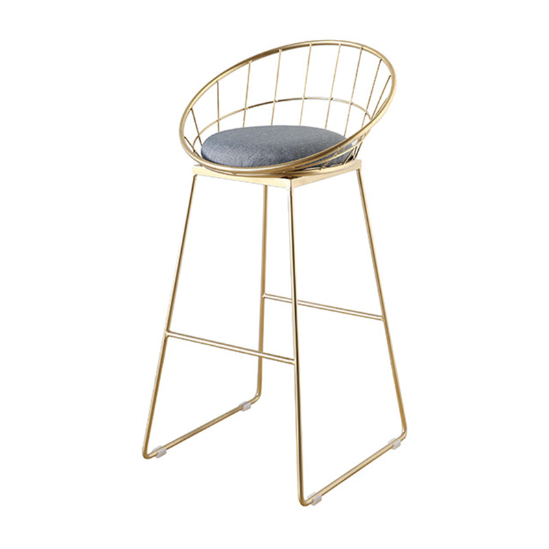 Scandinavian Upholstered Counter Chairs Bucket Barstools with Metal Legs for Home